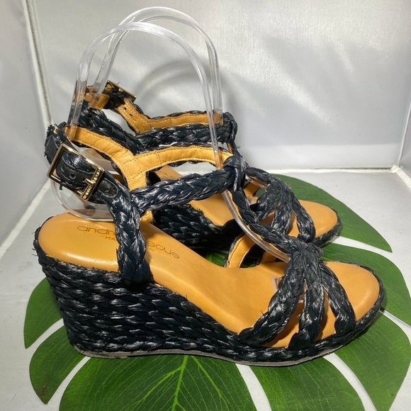 NWOT ANDRE ASSOUSWomen's Madina T-Strap‎ Wedge Sandals​​​​​